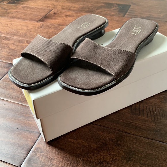 LOFT Brown Karin Canvas Slide Sandals Size 6.5 - Picture 7 of 15